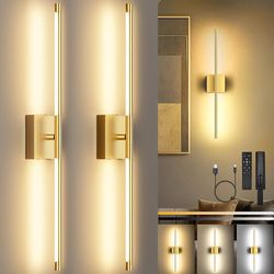 Gold LED Linear Wall Sconce Set of 2