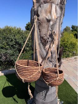 Boho Hanging Baskets (Set of 2) – Water Hyacinth