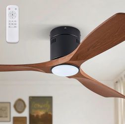52 Inch Flush Mount Ceiling Fan With Lights And Remote