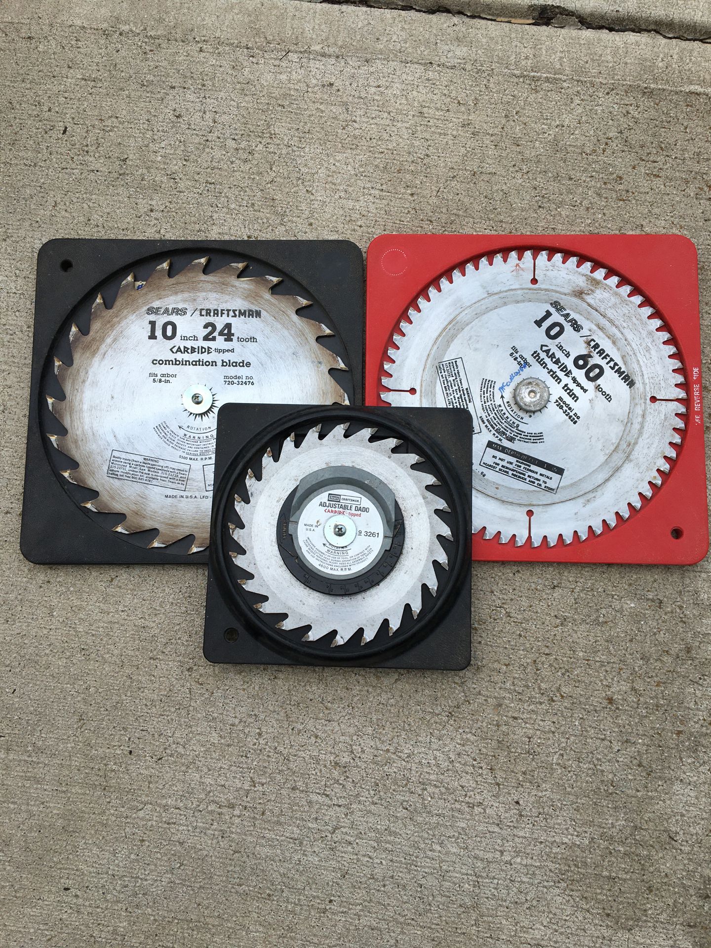 Lot of three Craftsman table/cut-off saw blades -American Made