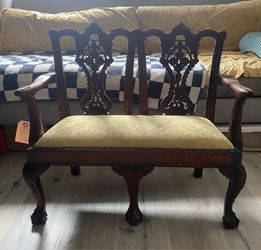 Antique victorian mahogany chippendale-style children’s loveseat (1(contact info removed)s)