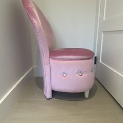 Pink Velvet Stool With Jewel Accents