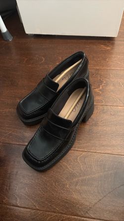Black Platform Loafers Square Toe