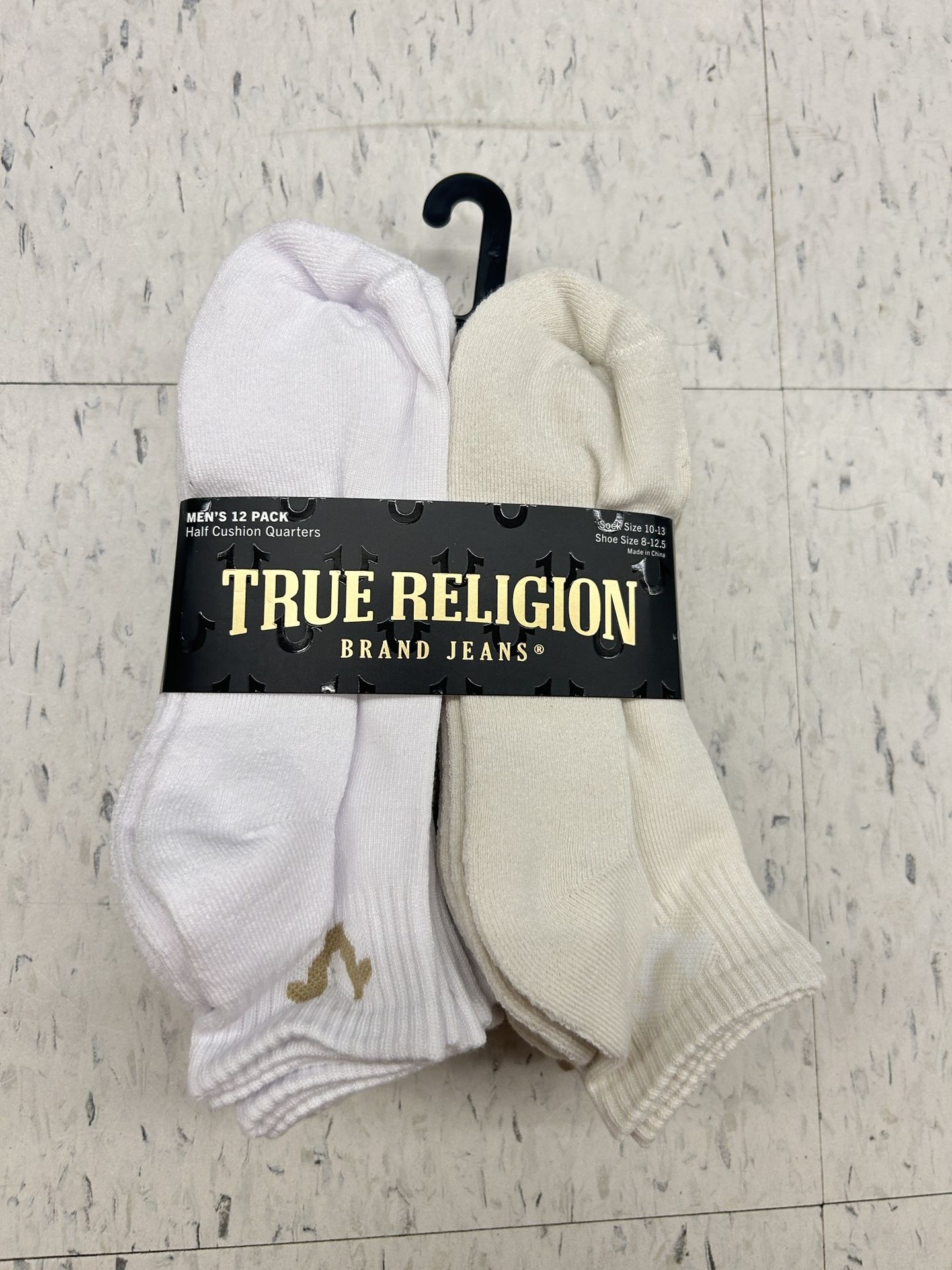 NWT True Religion Men's half cushioned quarter Socks 12 Pack