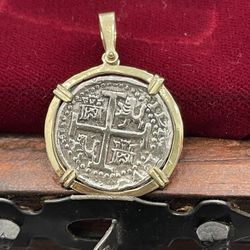 Atocha Shipwreck Coin Pendant In 14kt Gold Bezel 