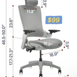 😀 CLATINA Ergonomic High Swivel Executive Chair Fabric Mesh Office Tables Chair with Adjustable Height Head 3D Arm Rest Lumbar Support and Upholstere