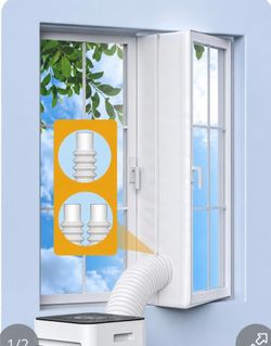 Portable AC Window Seal Kit For Casement & Crank Windows, 300CM/118" No-Drill Window Vent Kit, Adjustable Zipper Seal For Single & Dual Hose Portable