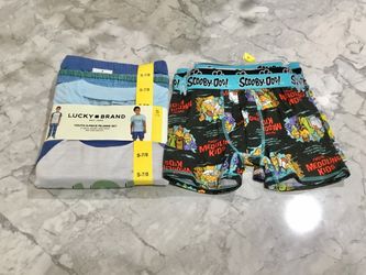 Boys Lucky Brand 4 Piece Pajamas Set & Scooby Doo Boxer Briefs BRAND NEW