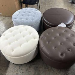 Round Storage Ottoman, 30" Modern Button Tufted Ottoman Removable Top($75 each)