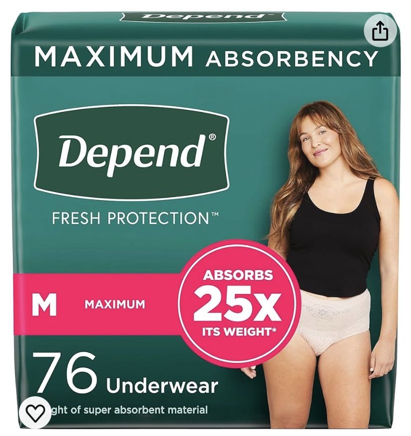 Depend Fresh Protection Adult Incontinence Underwear For Women 76ct (Medium)