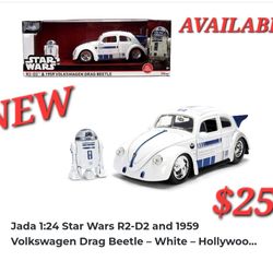 Jada 1:24 Star Wars R2-D2 and 1959 s Drag Beetle - White - HOLLYWOOD 