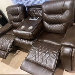 Salas Piel Nuevas 3 Piezas Reclinables  Usb Para Cargar Celular 📱 Conexión 110 Cash Paga Cuando Recibe 