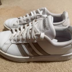 Adidas Grand Court Shoes (Platinum Metallic)