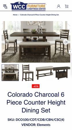 Colorado Charcoal 6 Piece Counter Height Dining Set