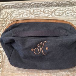 Thirty-One Expanding Travel Case denim with camel trim