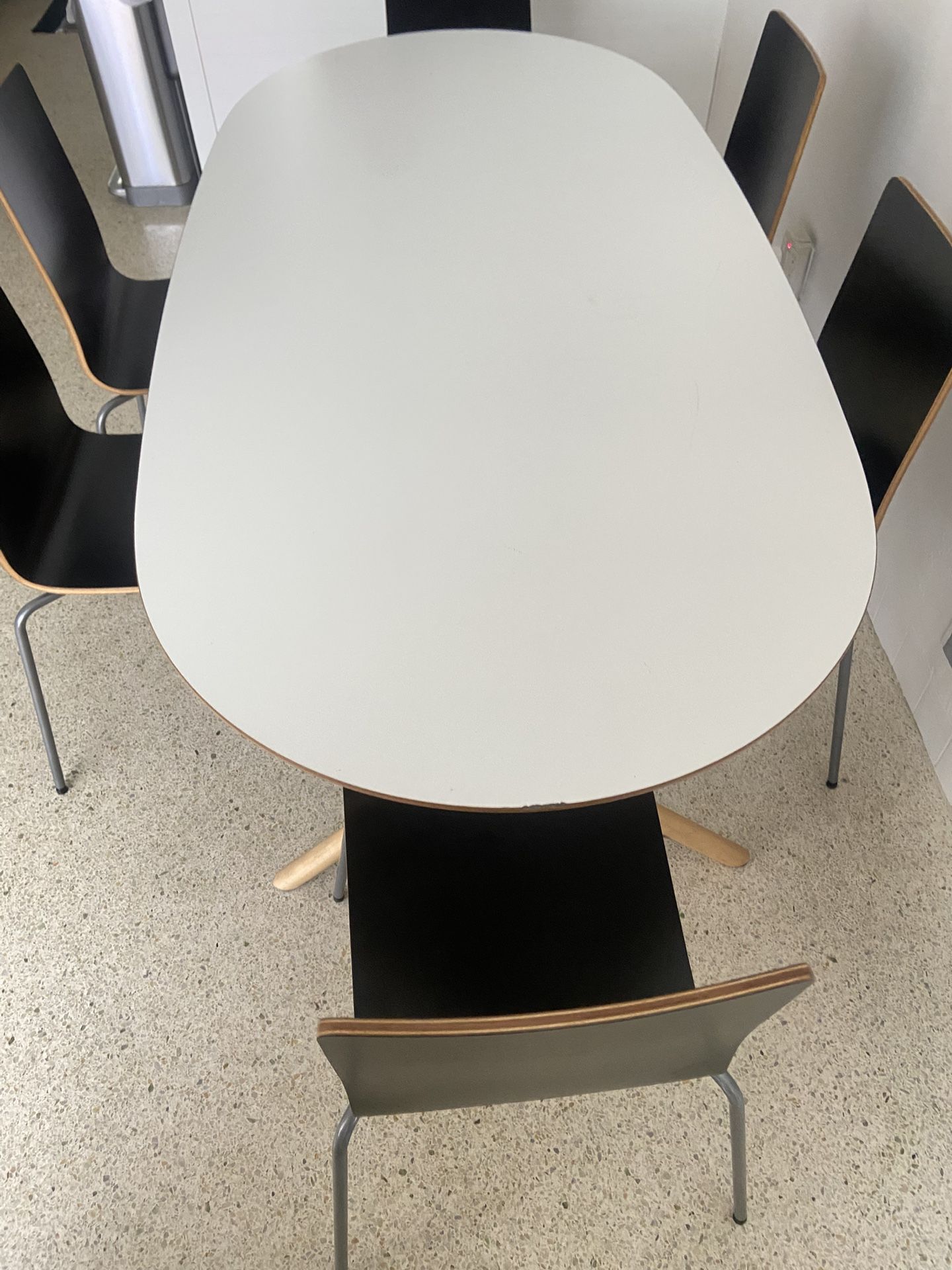 IKEA White/tan Dining Table With 6 Chairs Set