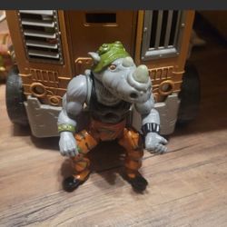 Playmates Toys Teenage Mutant Ninja Turtles Rocksteady Playmates -1988 Hard Head