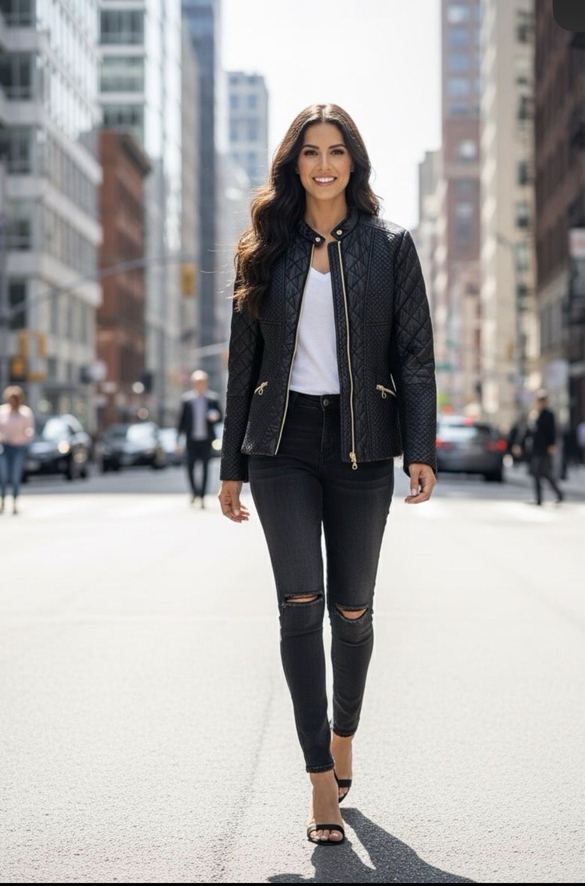 MARC NEW YORK Quilted Moto Jacket with Faux Leather Trim (Size XS )