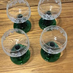 Vintage France Stem Vine Ivy Grape Wine Glass