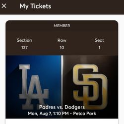 Padres Dodgers Game For Monday Aug. 5th