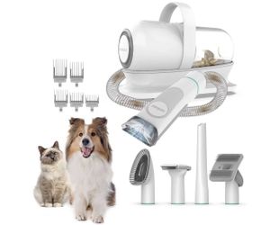 Neakasa by neabot P1 Pro Pet Grooming Kit & Vacuum Suction 99% Pet Hair, Dog Grooming Kit with 5 Professional Grooming Shedding Tools for Dogs Cats an