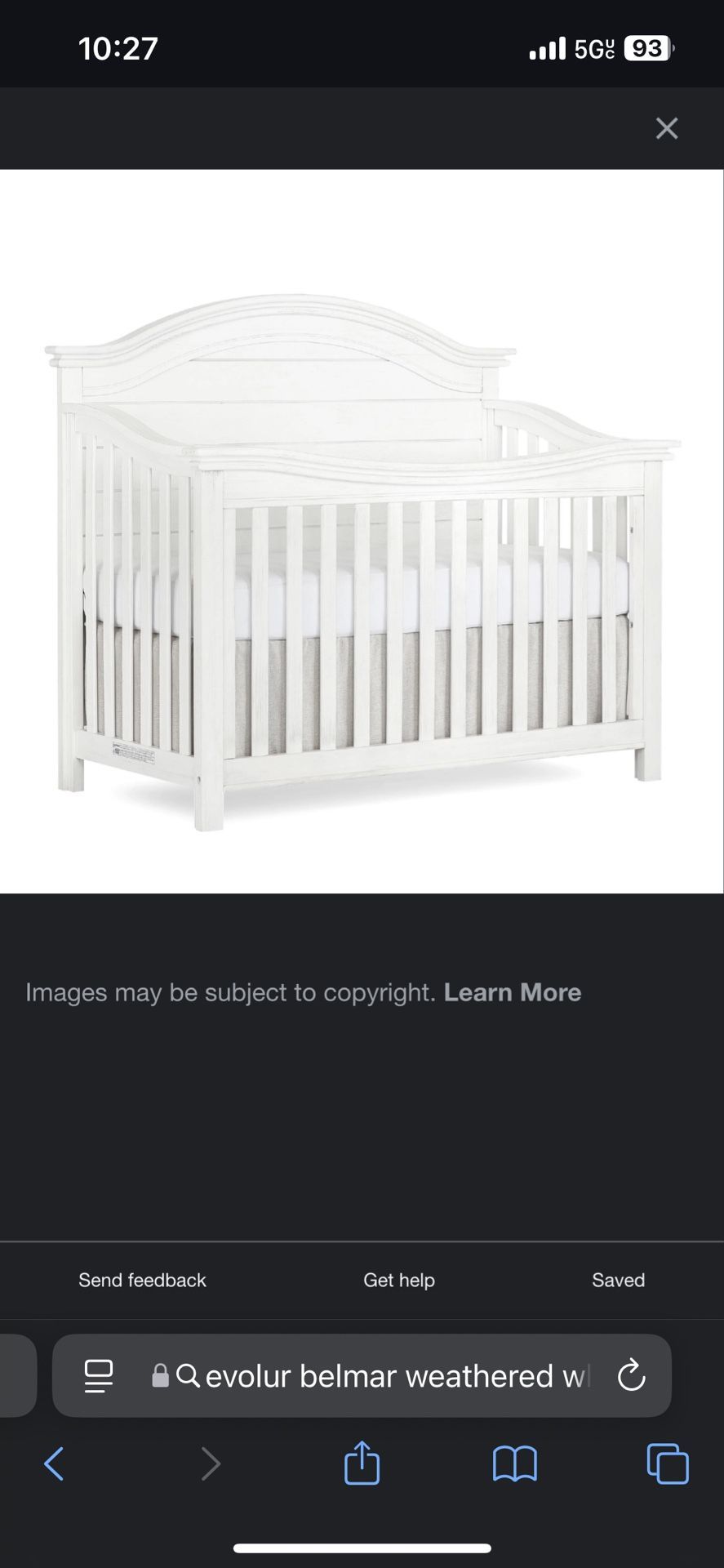 Weathered White Convertible Crib - Childs Bed