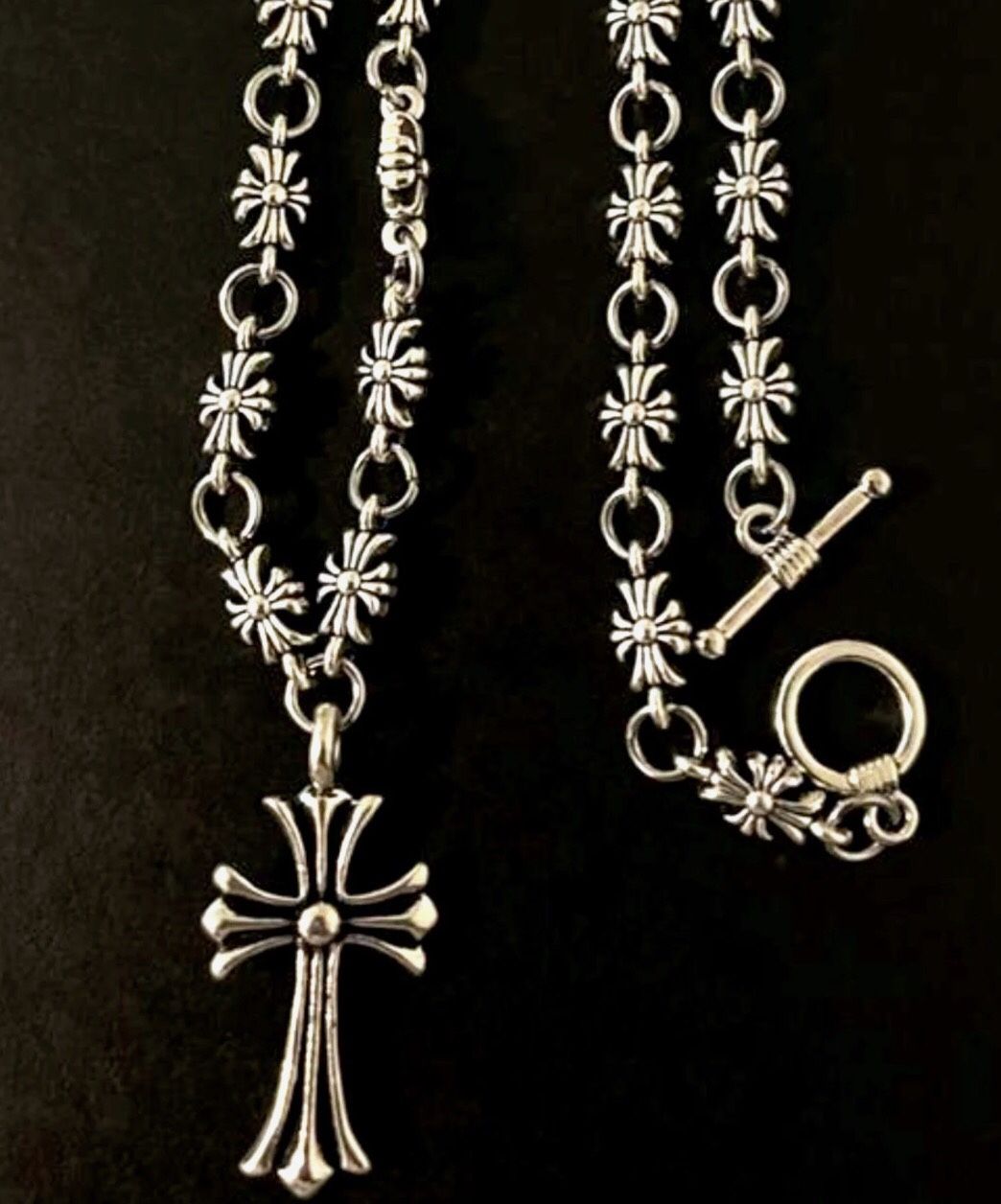 Chrome Necklace Off White Silver Cross/Hearts/Sword CH mm6 Designer Rhude MM6