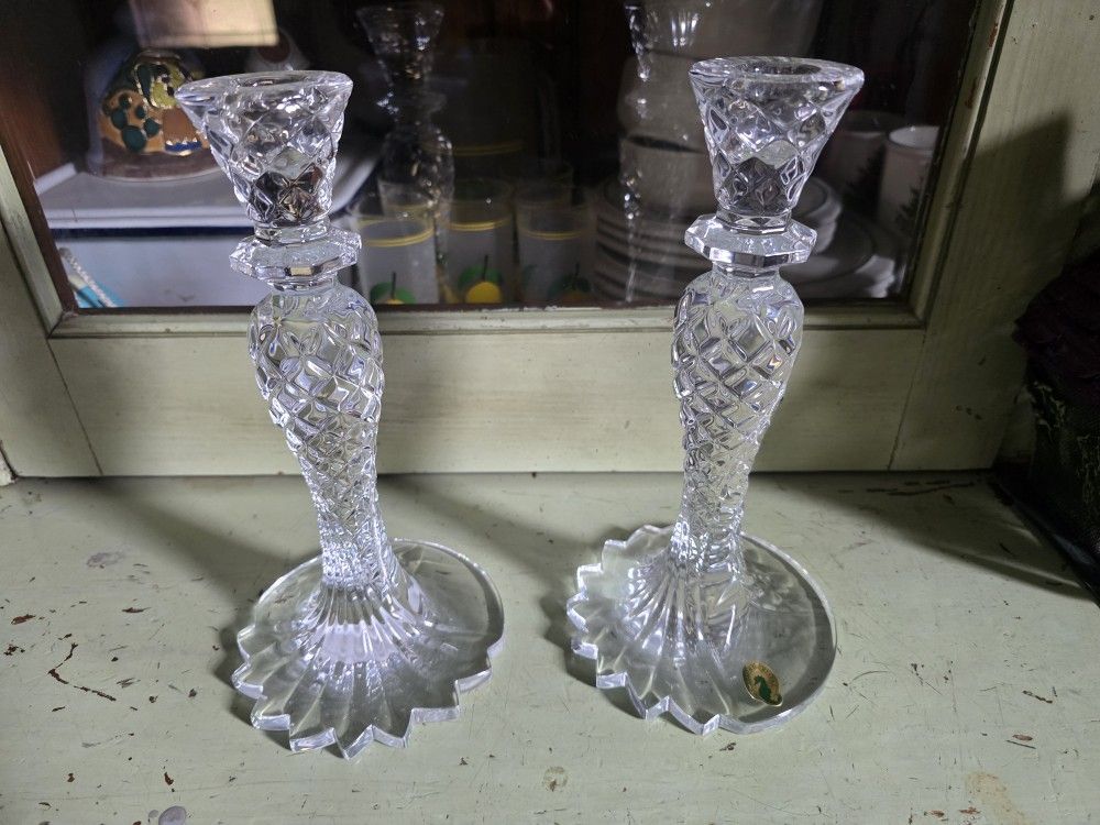 Pair of 10" Waterford crystal Sea Jewel Candlesticks (Discontinued)
