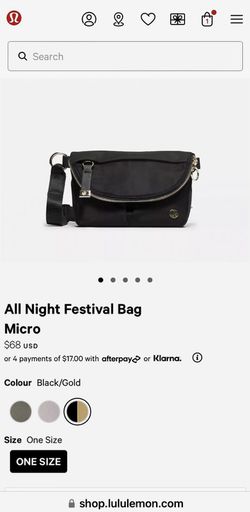  Lululemon All Night Festival Bag Micro (Black/Gold