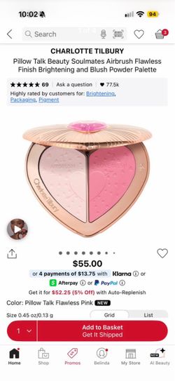 Charlotte Tilbury Airbrush Blush in Flawless Pink - 90% left