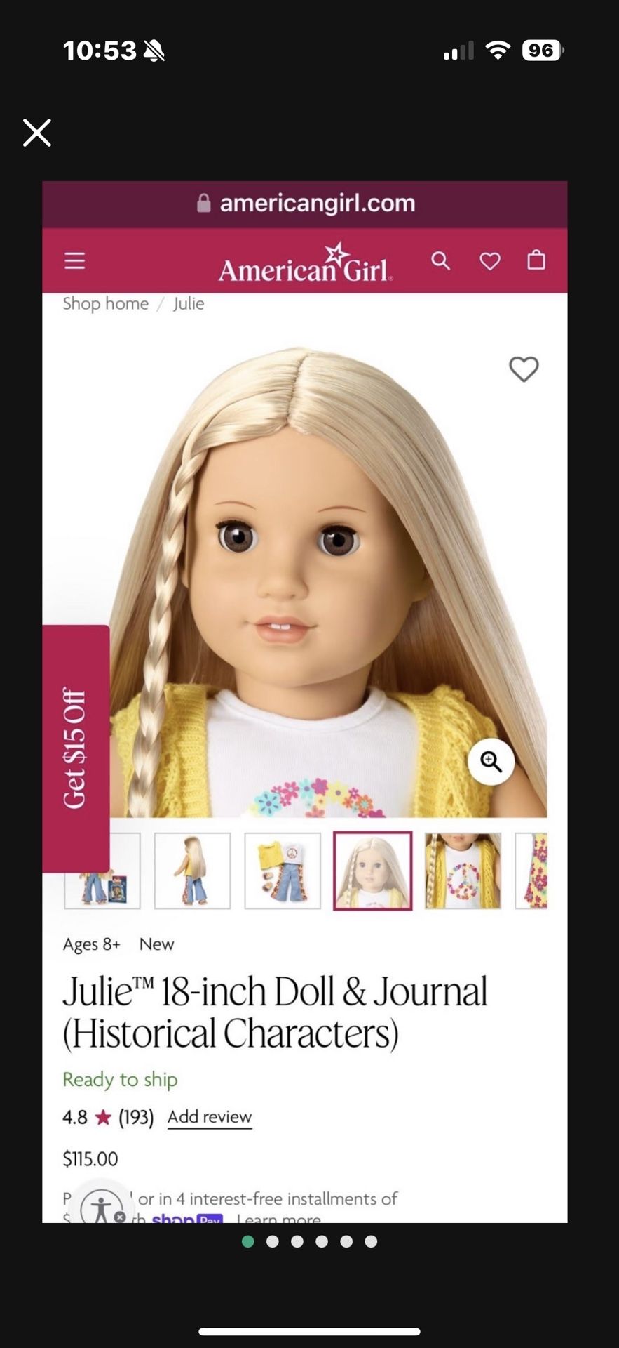 American Girl Doll-Julie