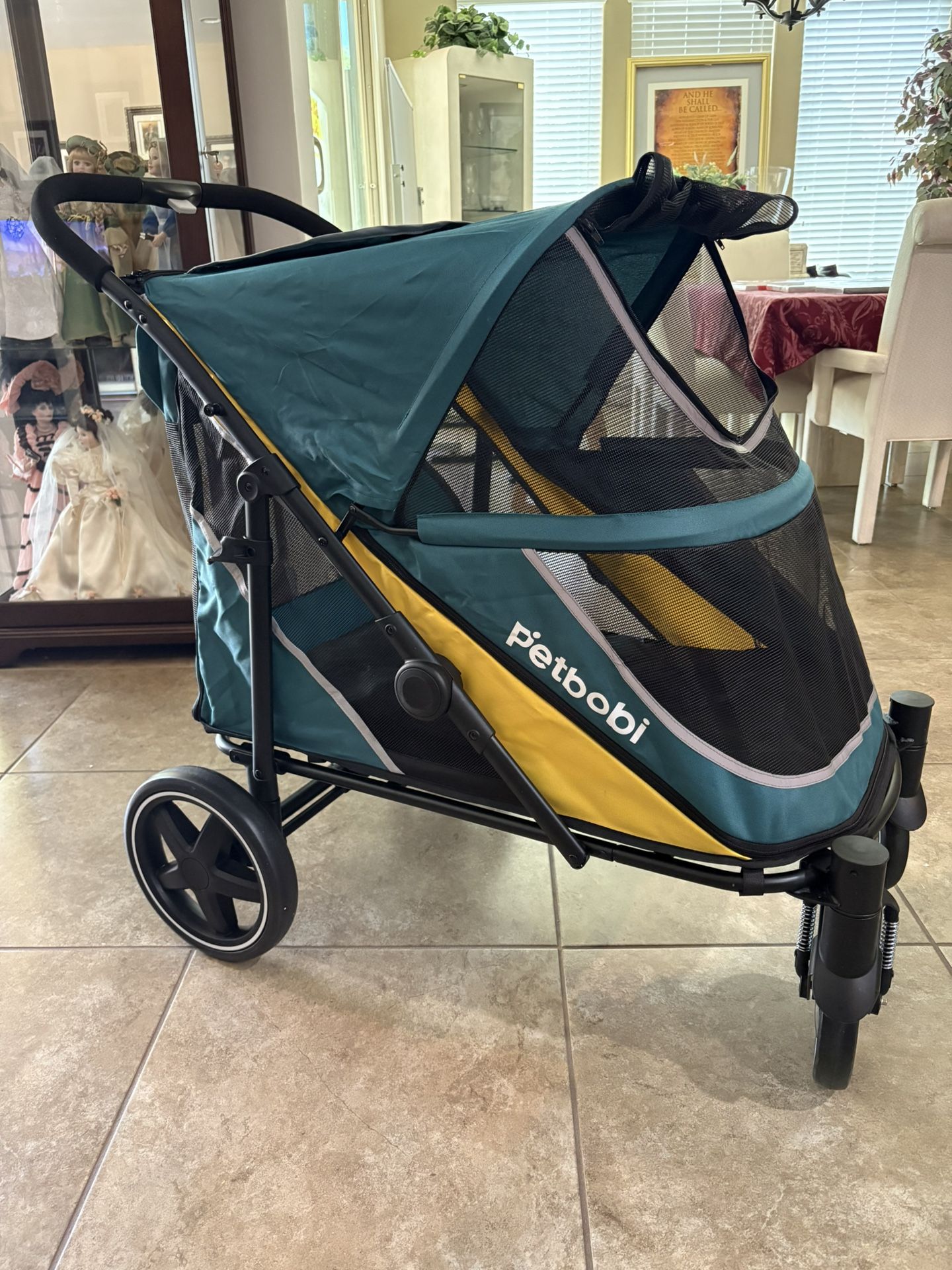 Dog Stroller for Medium Dogs - Easy Fold Dual Entry Pet Stroller with One-Foot Brake, All Terrain Wagon Cart with Large Air Mesh, Ideal for Large Seni