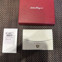 For Sale: $275 Brand New, Unused, White Leather, Ferragamo, Women’s Small Card Wallet 