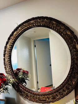 Large Round Wall Mirror Ornate Gold Frame