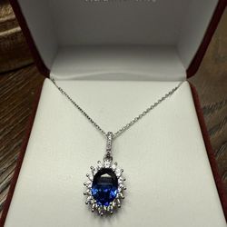 Helzberg Blue Sapphire Necklace – Sterling Silver