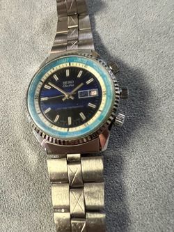 Rare 1970s Seiko Electra World Timer Watch Blue Dial Lifetime Mainspring RUNNING
