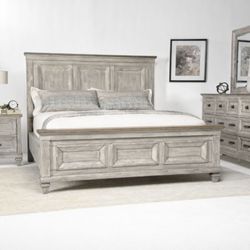 Grey And Brown Farmhouse Queen Bedroom Set 
