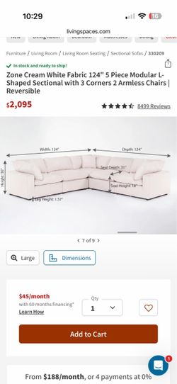 Zone Cream White Modular L-Shaped Sectional Sofa