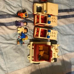 Vintage toys 1970 Fisher Price truck 1 Play mobile 1975 ambulances   Geobra 2 Lego Duplo Ambulances One  Vintage Wood Motorcycle 1 Olde Smurf  3 Mini 
