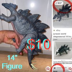 $10 Jurassic World Stegosaurus 14” Figure Action attack camp Mattel in mint condition like new