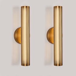 Set of Two Hardwired Vintage Wall Sconce, Bronze 