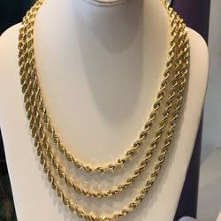 14K 6mm  Solid Gold Diamond Cut Rope Chain,  Brand News