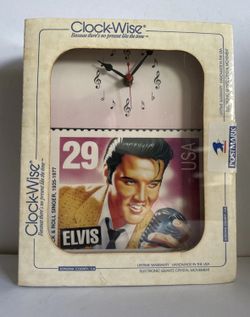 Vintage Elvis Clock Wise Battery Operated Wall Postmark Stamp Limited Edition