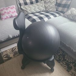 Sports Exercise Balance Ball Chair with Wheels and Back Support for Home,  Office Use with Hand Pump