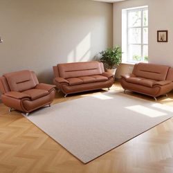 Faux leather sofa set - 3 Pieces included