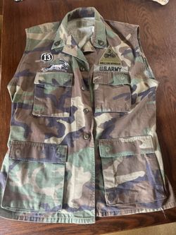 Authentic Vintage Army Woodland Camo Vest