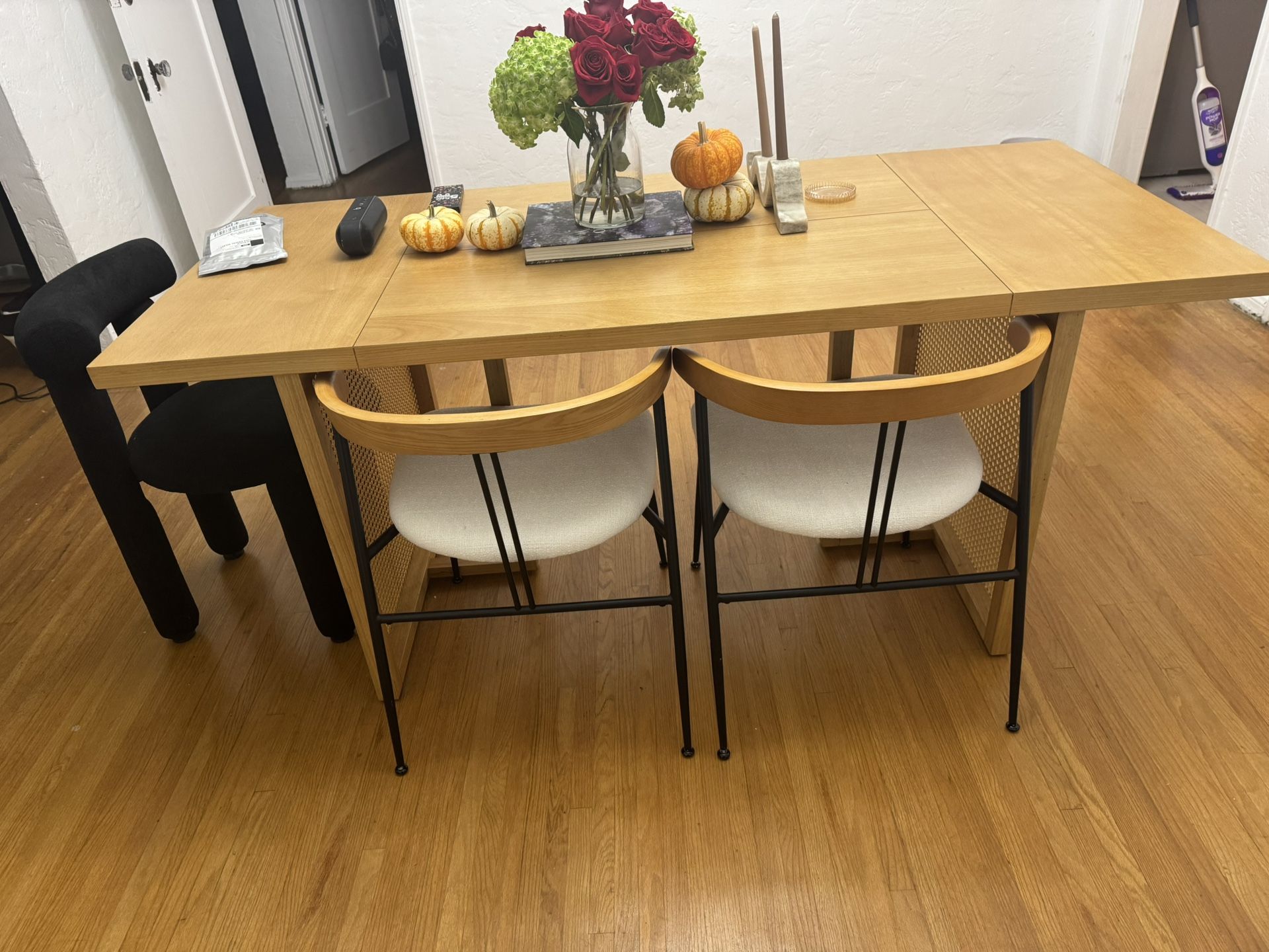 Bohemian Natural Wood & Rattan Dining Table