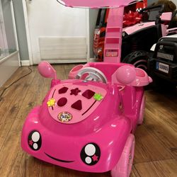 Kids Baby Pink Push Car Stroller W/ 2 Cup Holder Seatbelts 