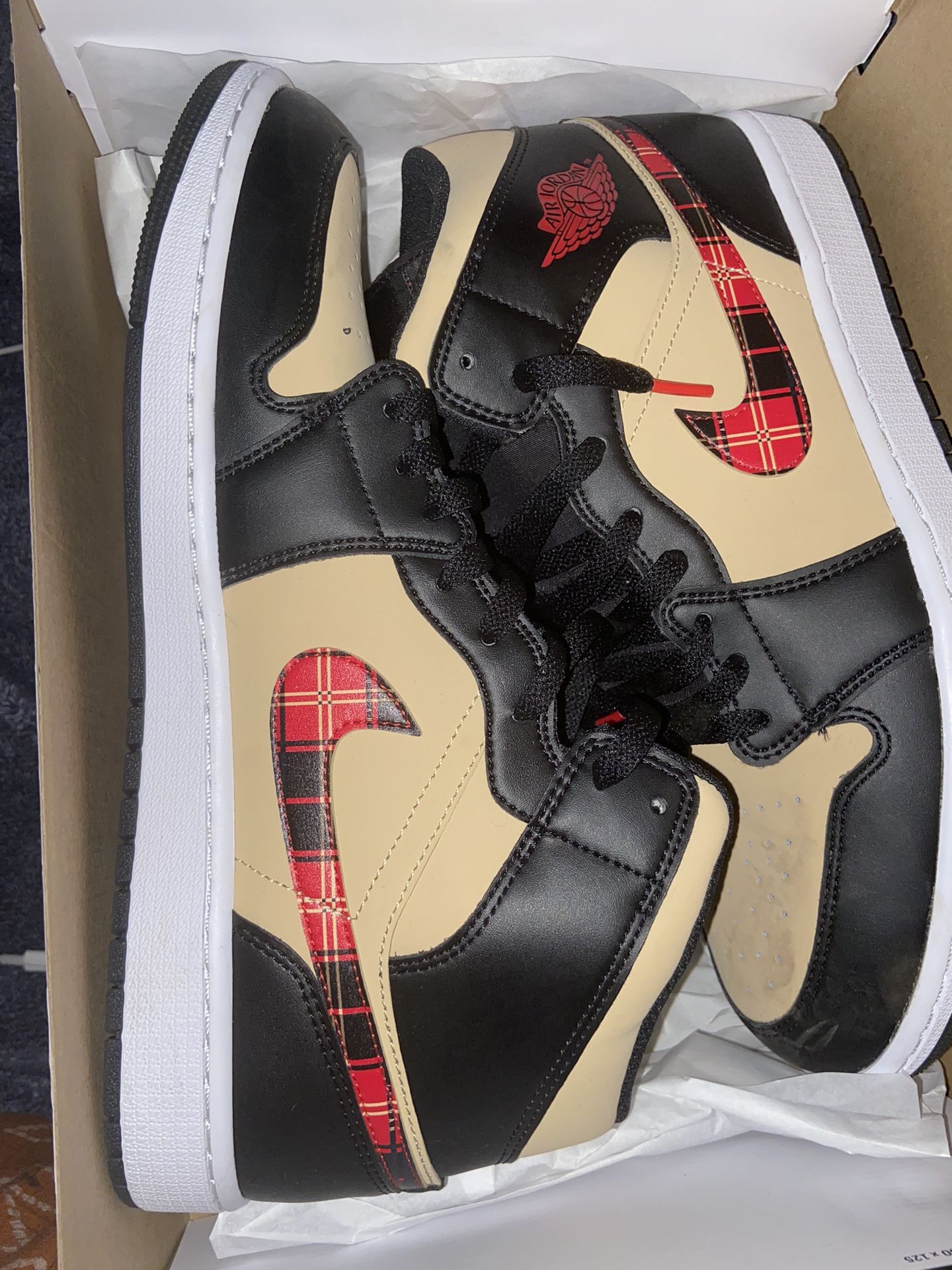 ‘Tartan’ Retro Jordan 1 (Red Tan & Black Plaid)