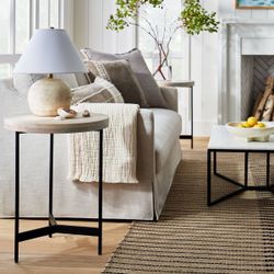 Villa Park Round Wooden Side Table Threshold